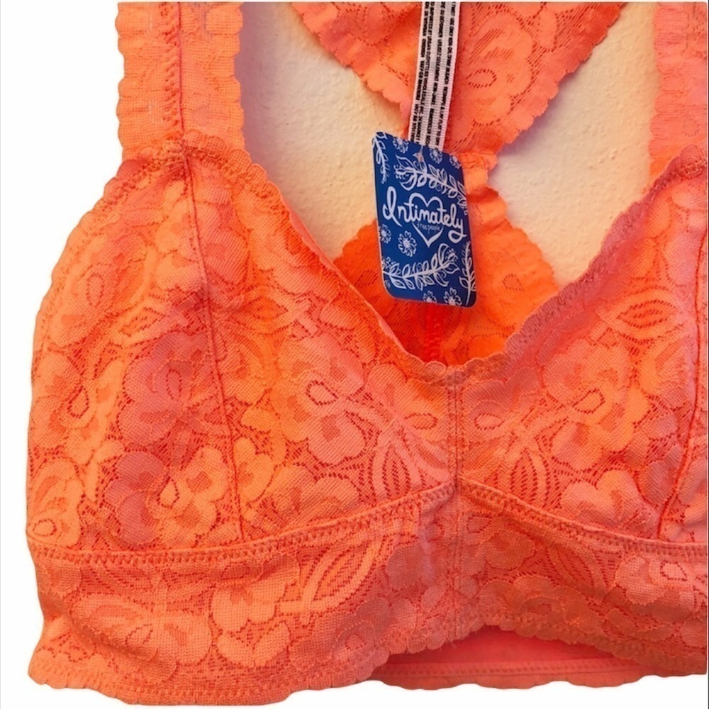 FREE PEOPLE NWT Galloon Lace Racerback Bralette Size XS in Neon Orange - Picture 4 of 16